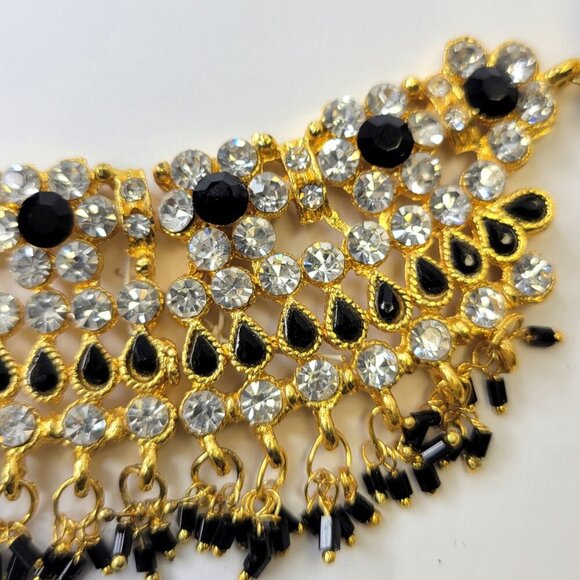 Black and Gold Choker Necklace Ethnic Indian Necklace - Picture 7 of 12